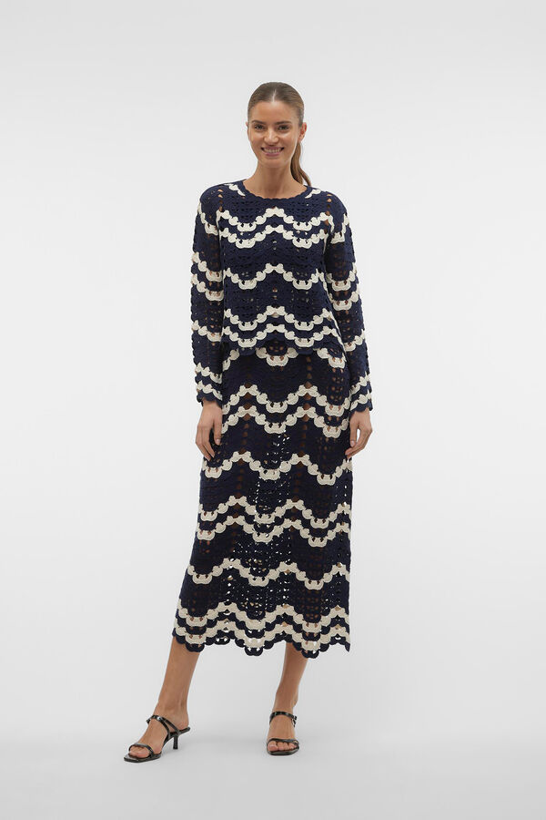 Vero Moda Top de crochet de manga larga Azul marino