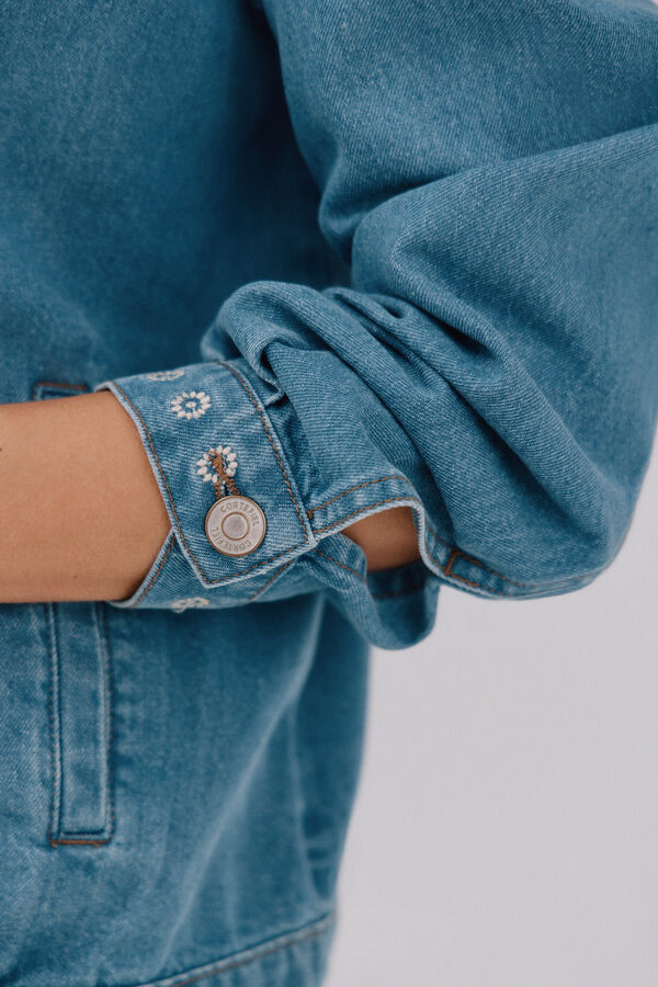 Cortefiel Cazadora Vaquera bordada Azul