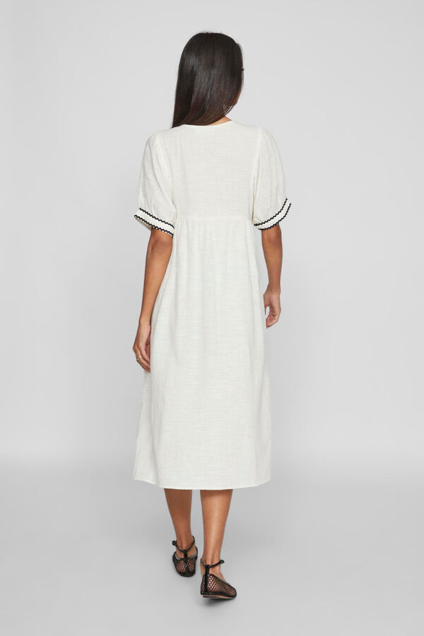 Vila Vestido midi con manga farol Blanco