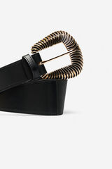 Cortefiel Cinto el&aacute;stico largo com fivela met&aacute;lica Preto