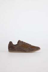 Slowlove Zapatilla serraje y pelo Marr&oacute;n