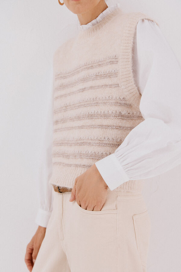 Cortefiel Chaleco punto pasadas Marfil