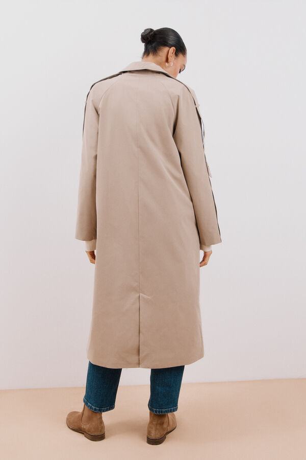 Cortefiel Trench coat longo repelente &agrave; &aacute;gua Castanho