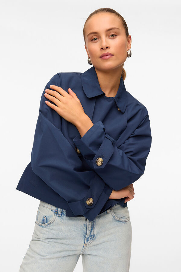 Vero Moda Trench coat curto com bolsos Azul