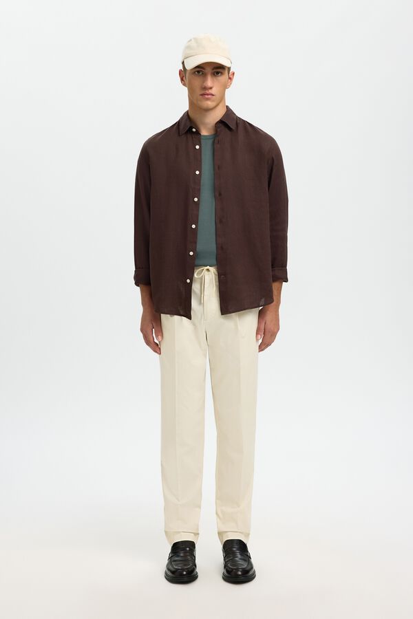 Selected Pantal&oacute;n informal con pinza Beige