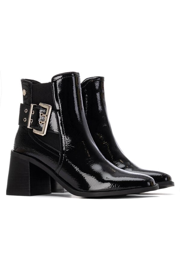 XTI Botins de salto estilo Chelsea Preto