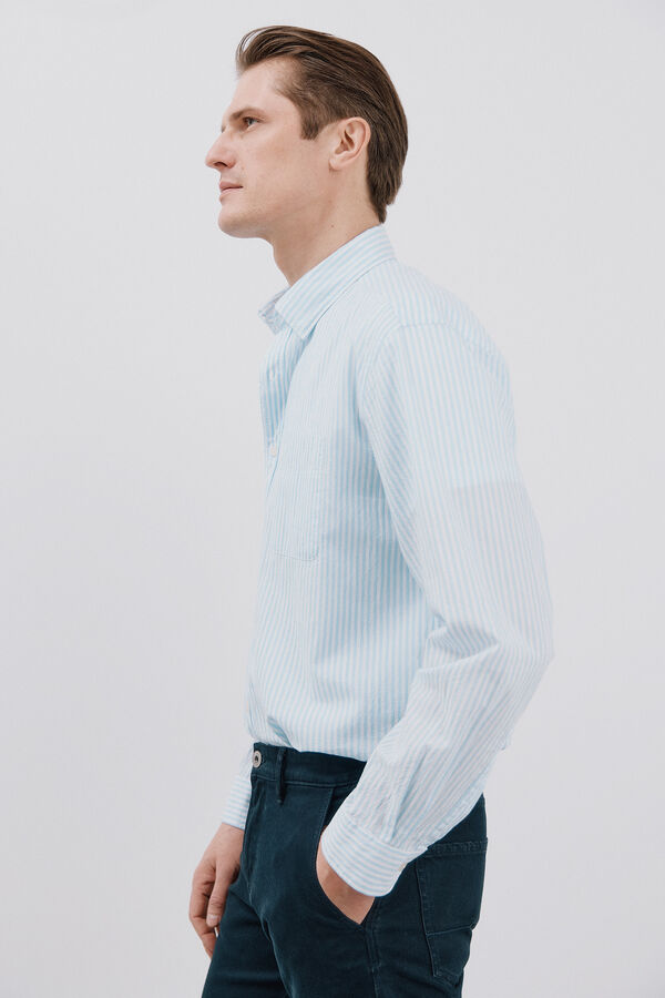 Cortefiel Camisa seersucker riscas Azul
