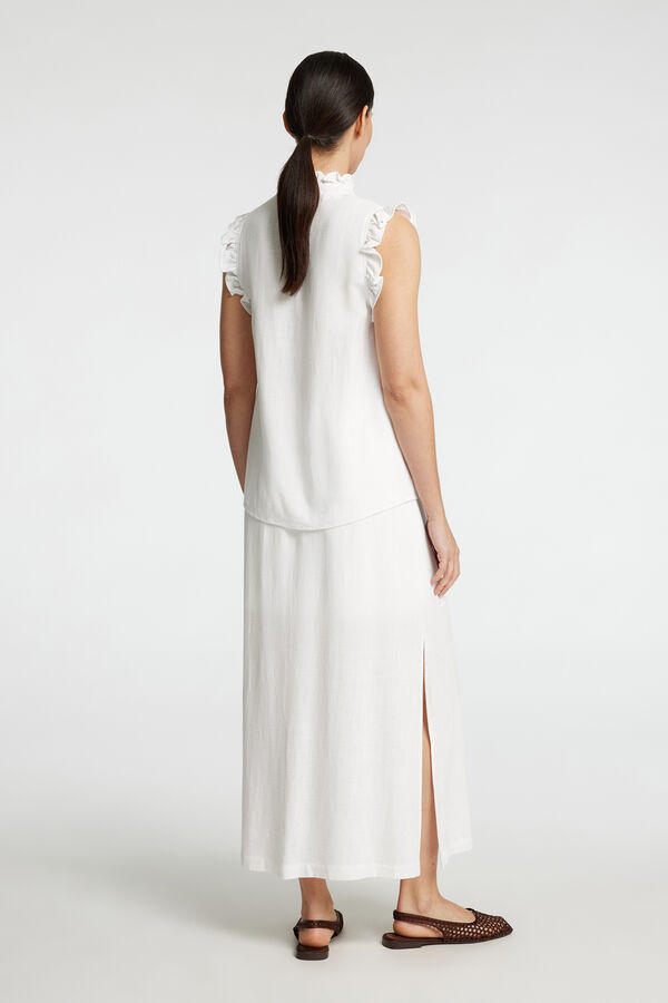 Selected Femme Blusa detalhe folho Branco