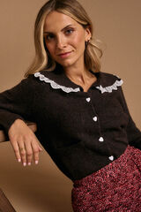 Pol&iacute;n Et Moi Cardigan com gola balinesa Castanho