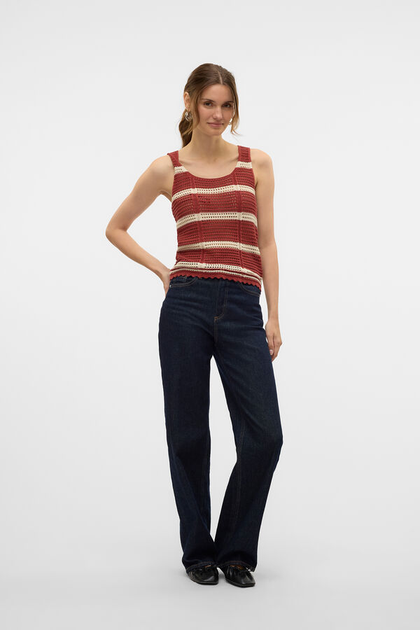 Vero Moda Blusa manga de crochet  Vermelho