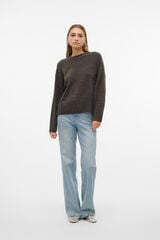 Vero Moda Jersey de punto cuello redondo Marr&oacute;n oscuro