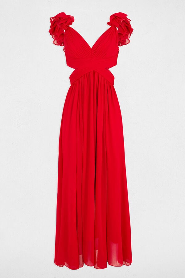 Morgan Vestido comprido reto folgado Vermelho