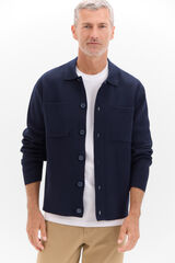 Cortefiel Jersey sobrecamisa punto algod&oacute;n Azul marino