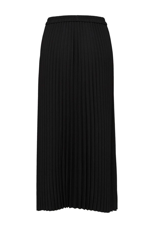 Selected Falda midi plisada con cintura el&aacute;stica Negro