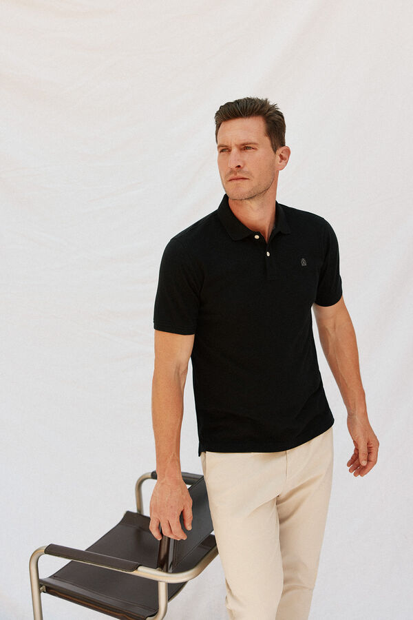 Cortefiel Polo b&aacute;sico piqu&eacute; Preto