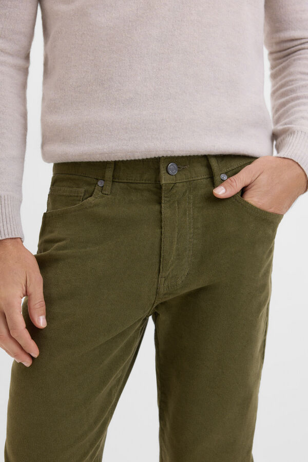 Cortefiel Calças com 5 bolsos slim fit Verde
