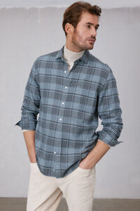 OOTO Camisa xadrez manga comprida lavada