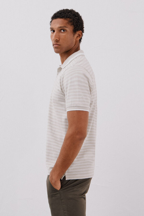 Cortefiel Camisa polo riscas Oxford Tostado