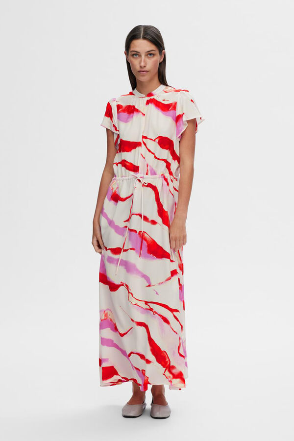 Selected Femme Vestido Midi estampado confecionado com viscose Ecovero.  Roxo