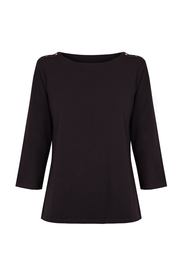 Cortefiel Camiseta b&aacute;sica btones Negro