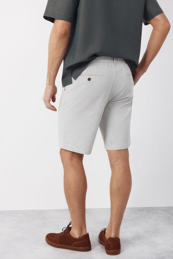 Cortefiel Bermuda oxford tecido Cinzento