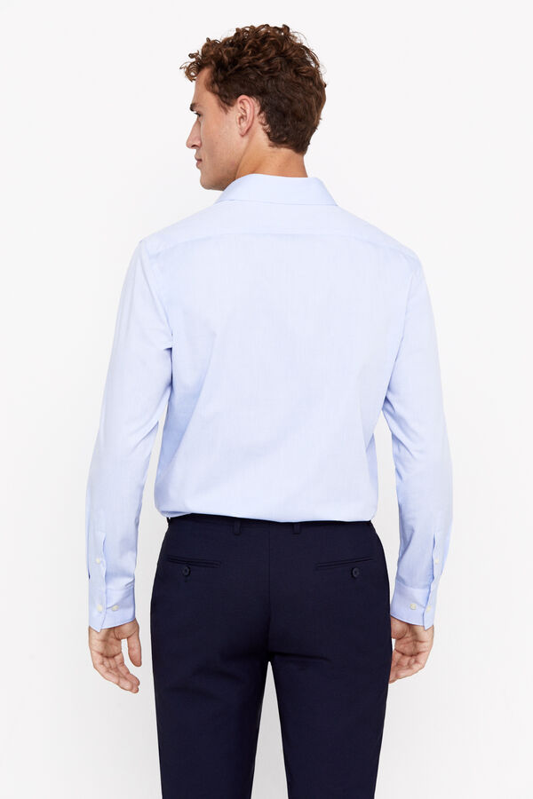 Cortefiel Camisa vestir pinpoint liso f&aacute;cil plancha Azul