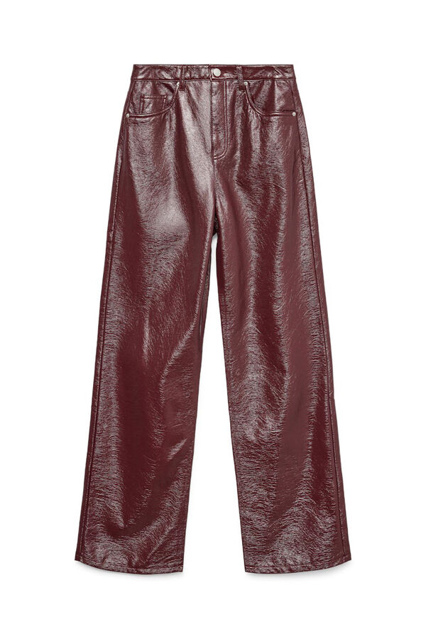 Vero Moda Pantal&oacute;n encerado efecto brillo Granate