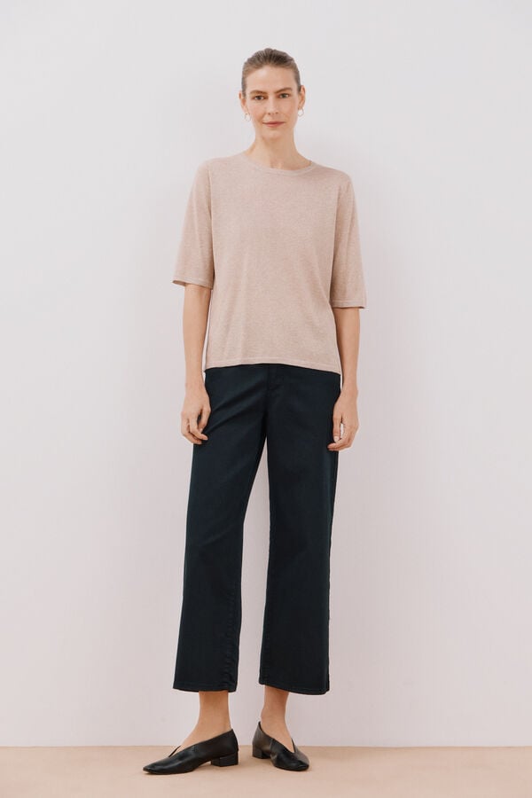 Cortefiel Jersey de malha met&aacute;lica Castanho