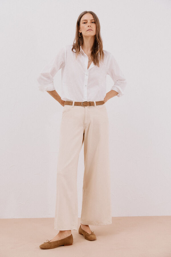 Cortefiel Calça jeans palazzo longa  Ecru