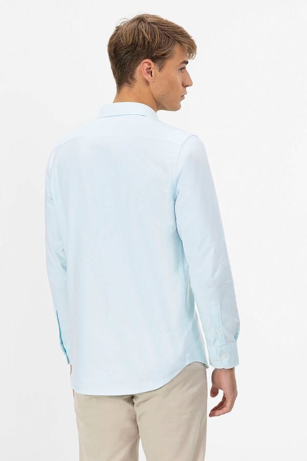 elPulpo Camisa Oxford com gola de bot&atilde;o Azul