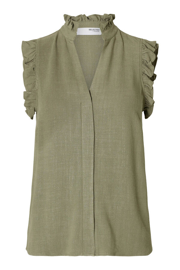 Selected Femme Blusa detalle volante Gris