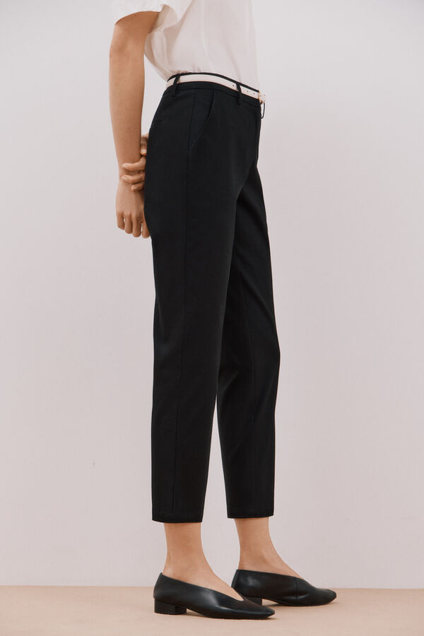 Cortefiel Pantal&oacute;n tobillero de piqu&eacute; Negro