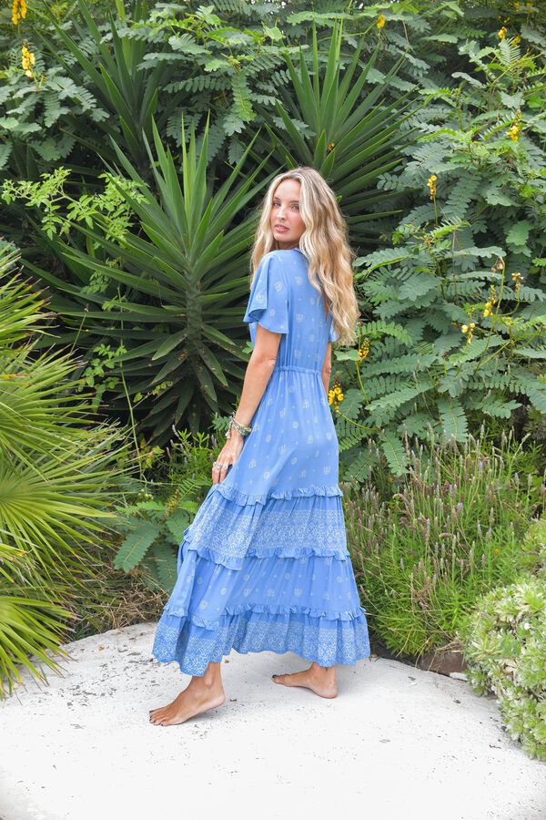 Jaase Vestido comprido fluido Azul