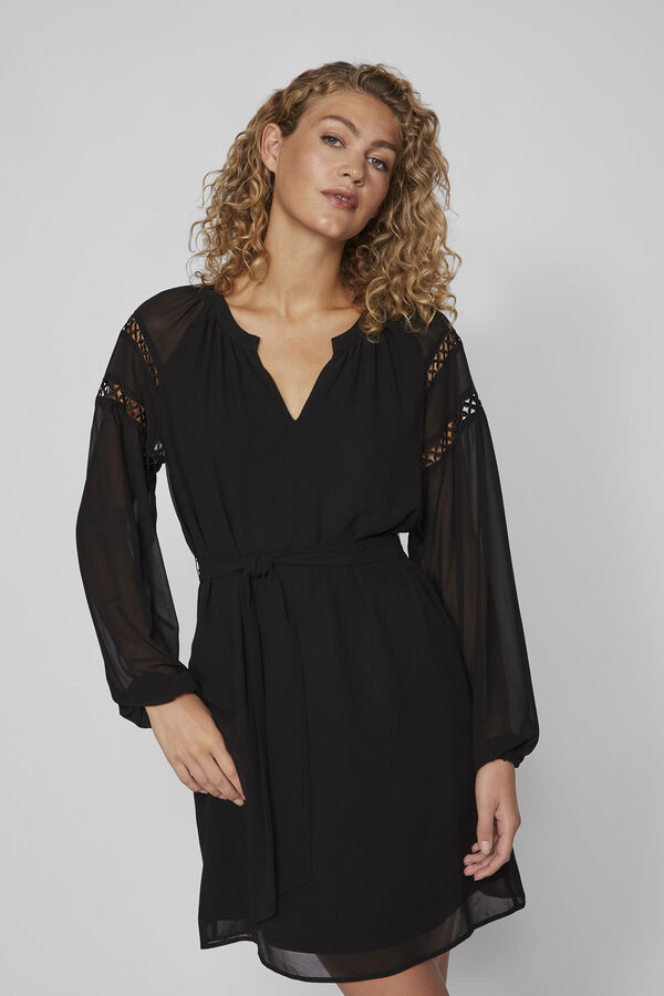 Vila Vestido curto de manga comprida  Preto