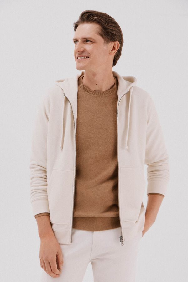 Cortefiel Cardigan com capuz Ecru