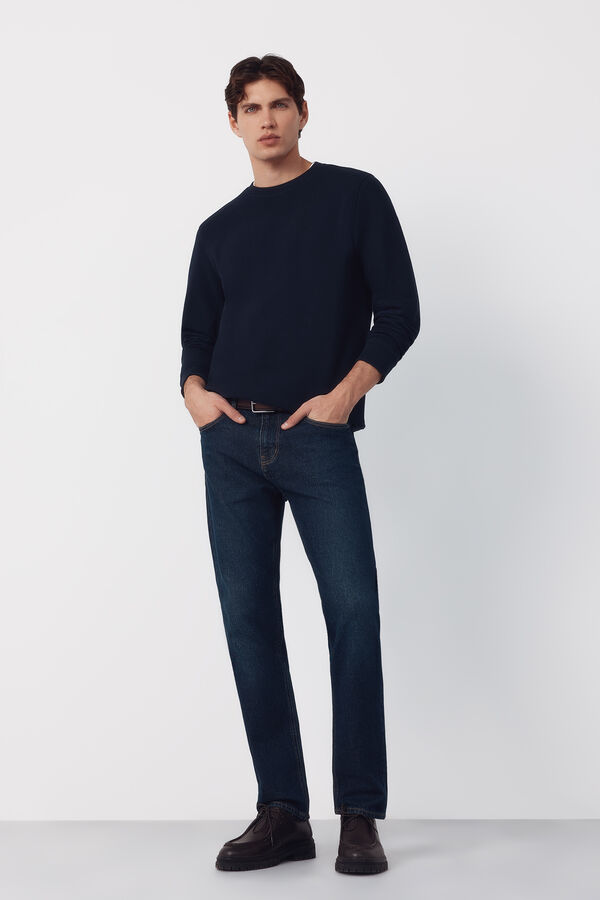 Cortefiel Sweatshirt estruturada com gola caixa Azul
