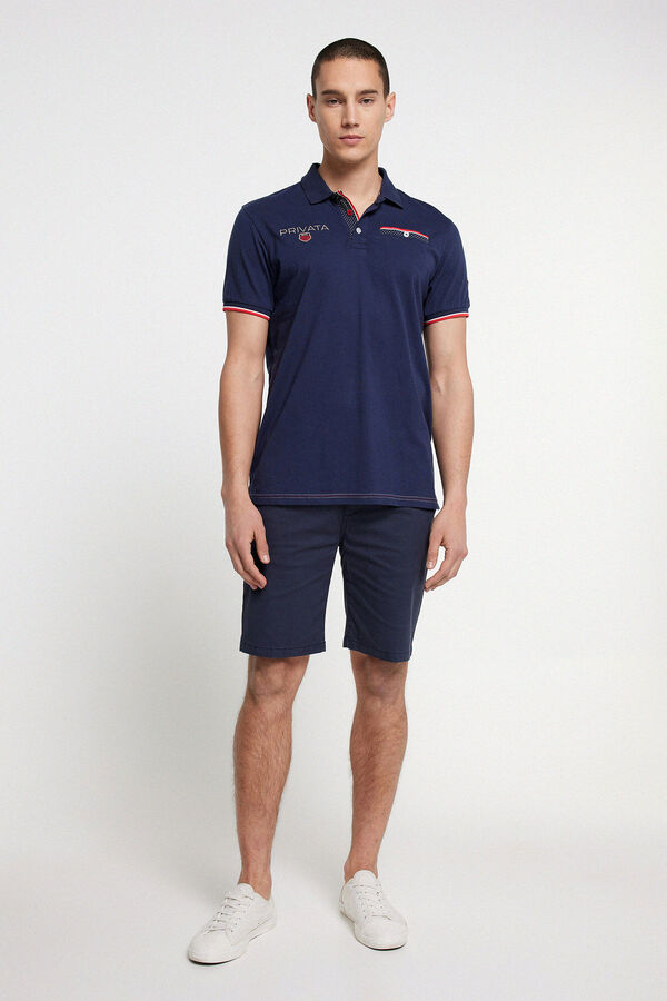 Privata Polo punto liso escudo privata Azul marino