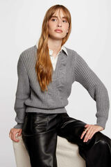 Morgan Jersey cuello tipo camisa Kaki