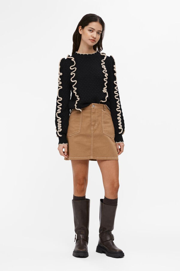 Object Jersey volantes a contraste Negro