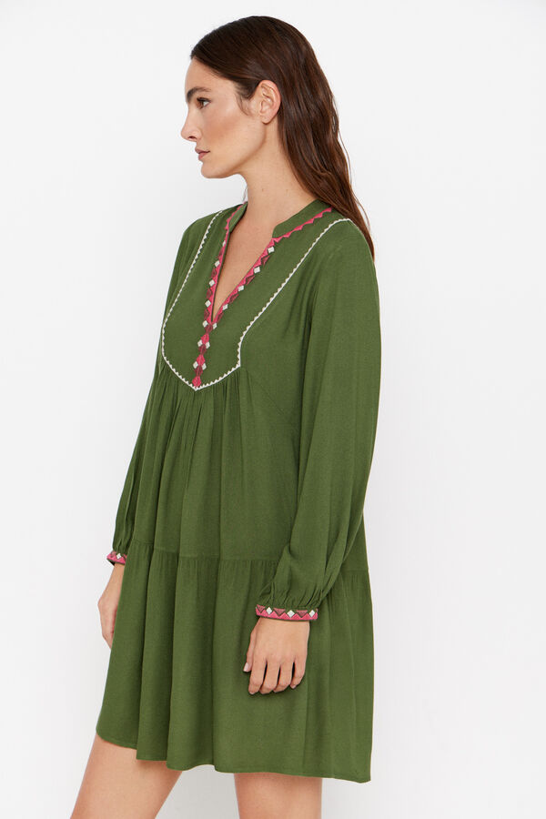 Cortefiel Vestido curto bordado Verde