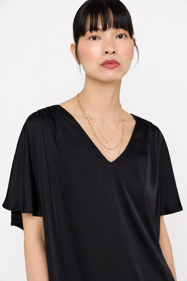 Cortefiel Top combinado satinado Negro