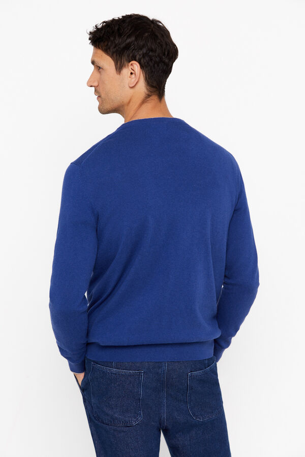 Cortefiel Jersey algodón cashmere cuello pico Azul