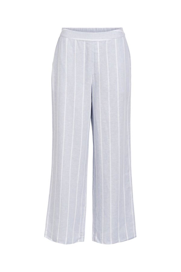 Object Pantalón de lino estampado de rayas Azul
