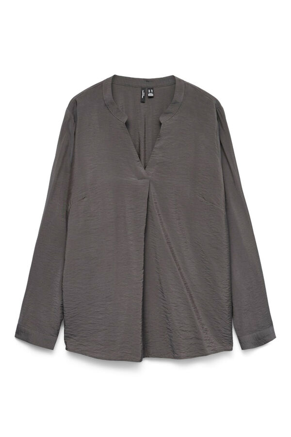 Vero Moda Curve Camisa de manga larga y cuello pico Curve Gris oscuro