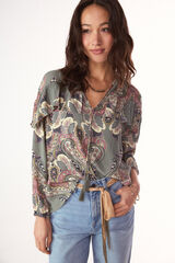 Slowlove Blusa estampada com folho Azul