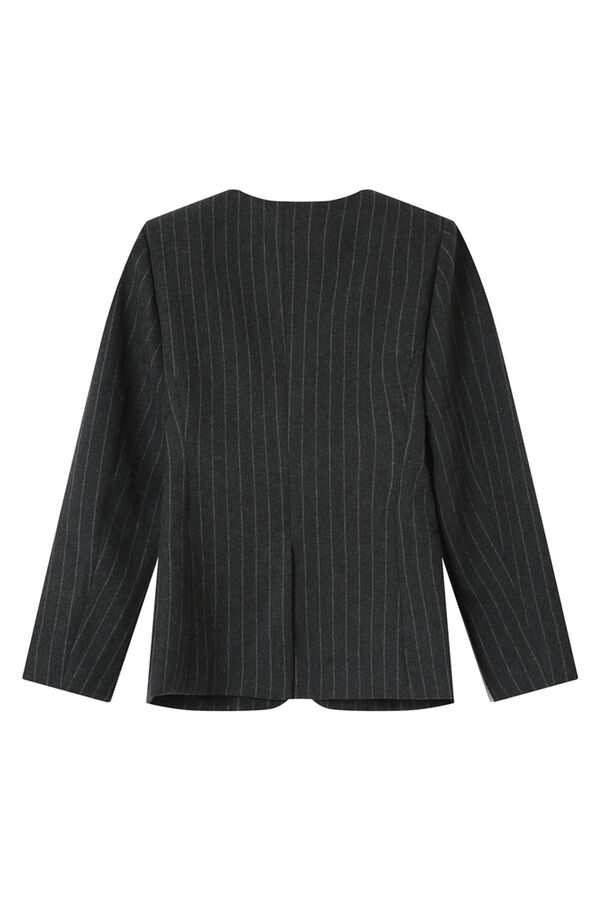 Grace & Mila Blazer gola em mistura de l&atilde; riscas Cinzento