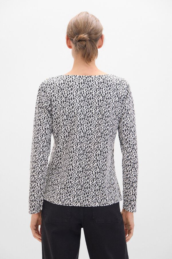 Cortefiel Camisola básica decote barco com botões dourados Cinzento