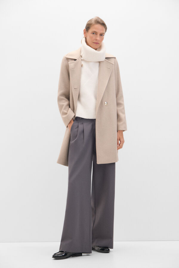 Cortefiel Abrigo militar doble cruce Beige