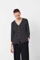 Cortefiel Blusa com decote em v e bot&otilde;es. Cinzento