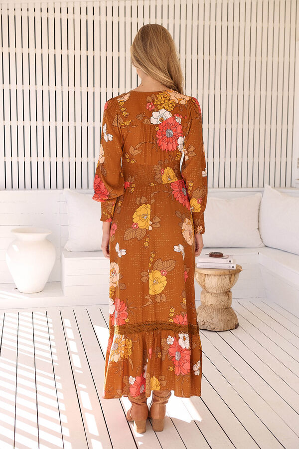 Jaase Vestido maxi Sabrina estampado Camel